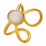 adjustable 18K gold plated stainless steel ring front view