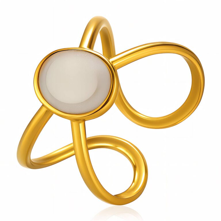adjustable 18K gold plated stainless steel ring front view