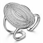 Adjustable stainless steel ring on white background