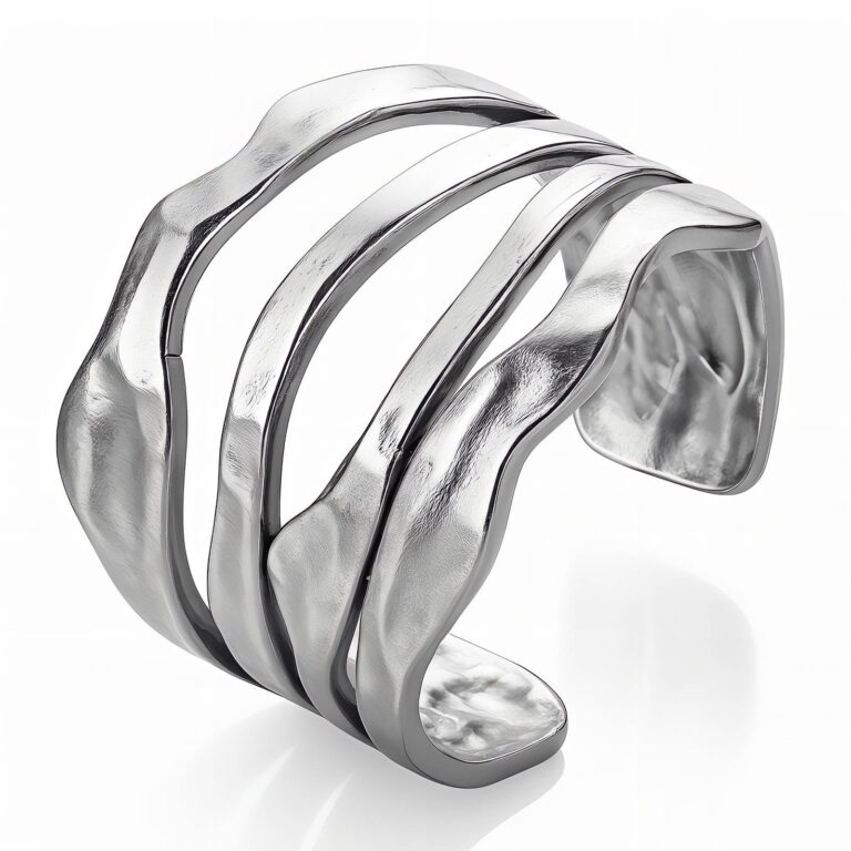 adjustable stainless steel ring on white background
