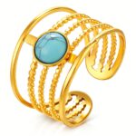 adjustable 18K gold plated stainless steel ring front view