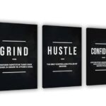 set of 3 Motivational sticky canvas frames for wall decore / sticky phototiles for office and home workplace