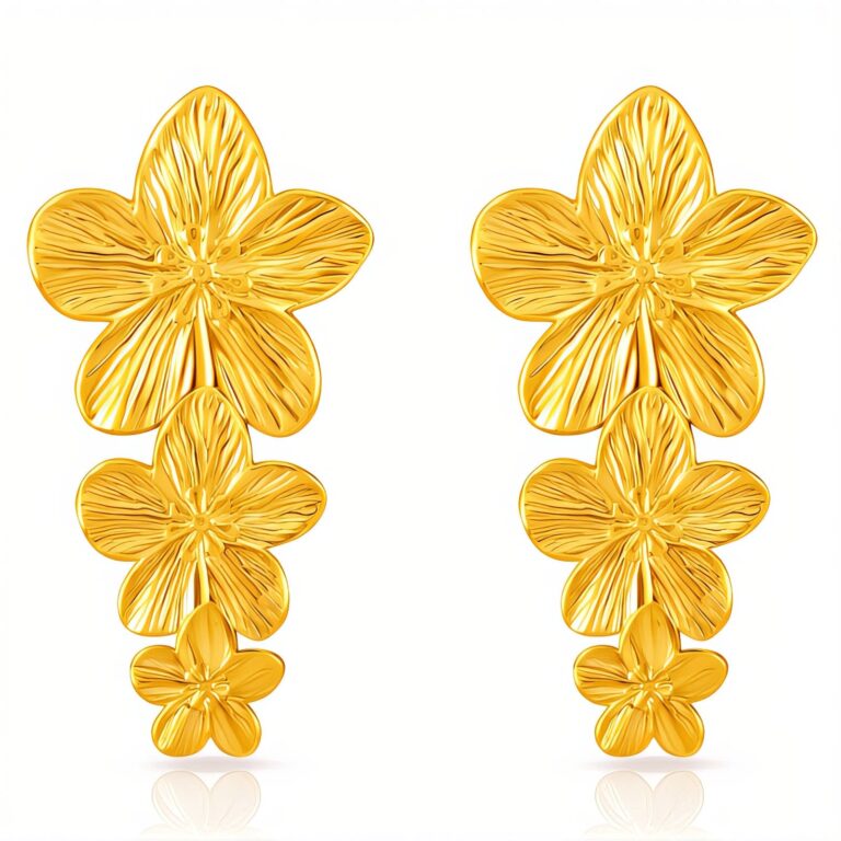 Close-up of 18K gold plated stainless steel flower earrings