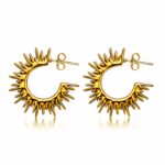 18K gold plated stainless steel stud earrings front view