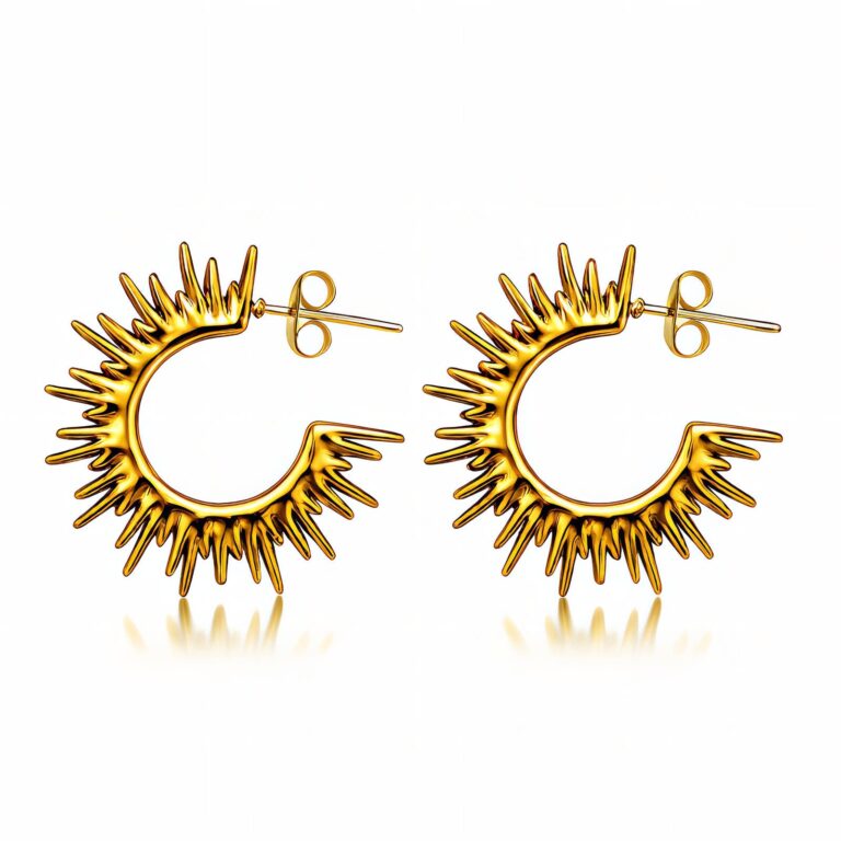 18K gold plated stainless steel stud earrings front view
