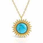 18K gold plated stainless steel necklace with natural stone pendant