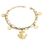 18K gold plated stainless steel anchor bracelet close-up