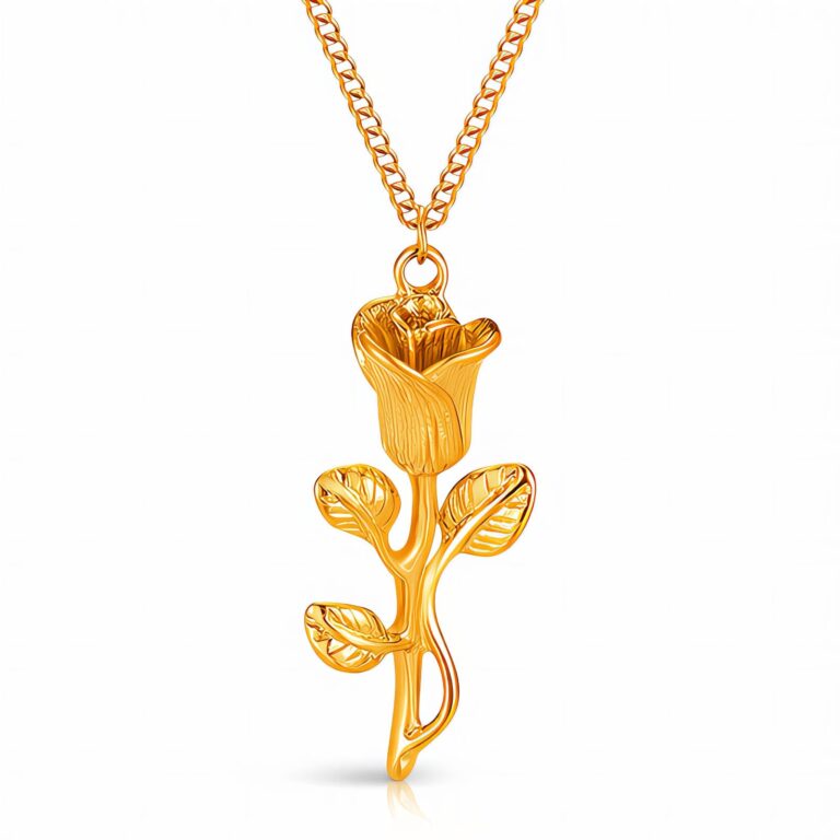 18K gold plated flower necklace with stainless steel chain