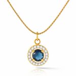 18K gold plated stainless steel necklace with cubic zirconia pendant