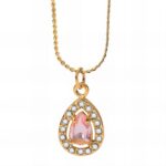 18K gold plated stainless steel necklace with cubic zirconia pendant