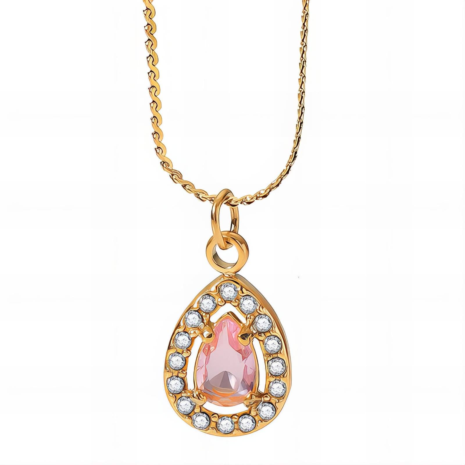 89333-0_225820 18K gold plated stainless steel necklace with cubic zirconia pendant