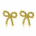18K gold plated stainless steel stud earrings close-up view