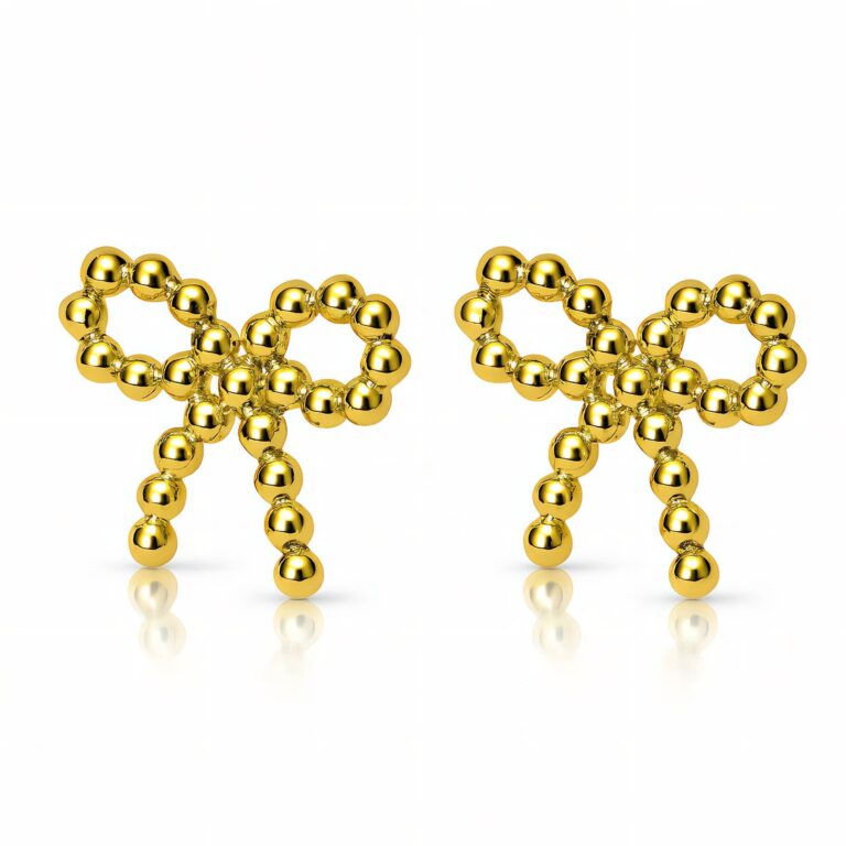 18K gold plated stainless steel stud earrings close-up view
