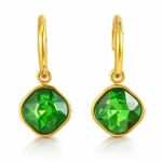 18K gold plated stainless steel earrings with cubic zirconia close-up