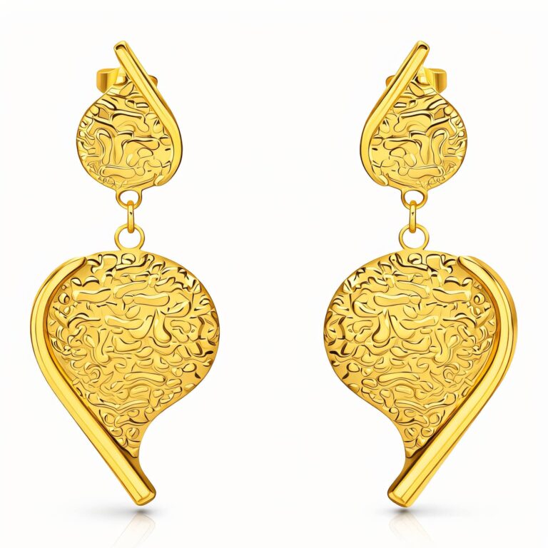 18K gold plated stainless steel stud earrings front view