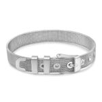 Stainless steel bracelet front view on white background