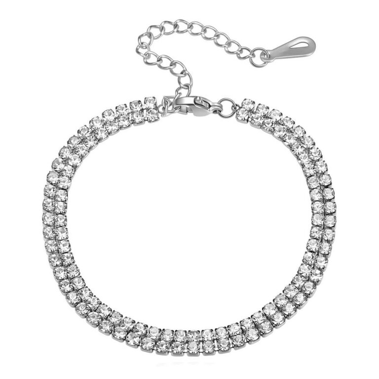 Stainless steel bracelet with cubic zirconia close-up