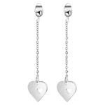 Stainless steel heart stud earrings front view