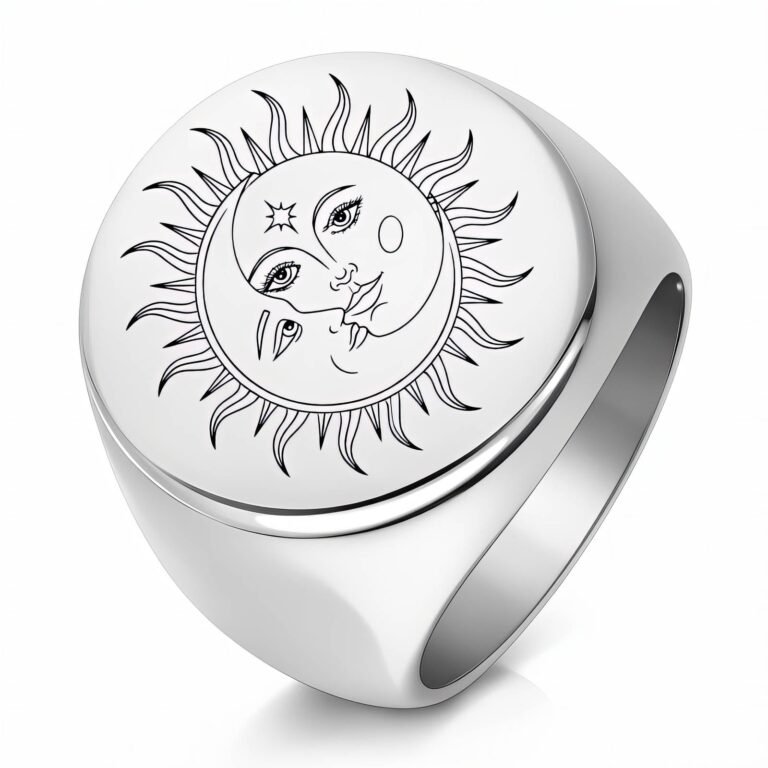 Waterproof stainless steel Sun Ring close-up view