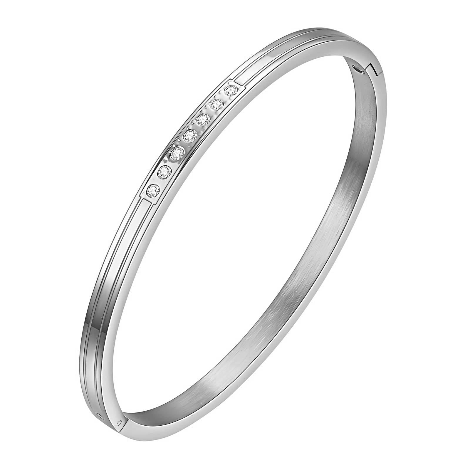 89519-0 Stainless steel bracelet with cubic zirconia close-up
