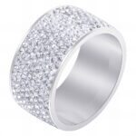 stainless steel ring with cubic zirconia close-up