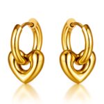 18K gold plated stainless steel heart earrings with Congo closure