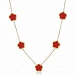 18K gold plated stainless steel flowers necklace with lobster claw clasp