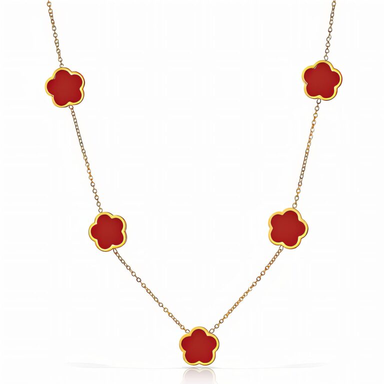 18K gold plated stainless steel flowers necklace with lobster claw clasp