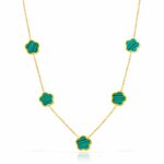 18K gold plated stainless steel flowers necklace with lobster claw closure