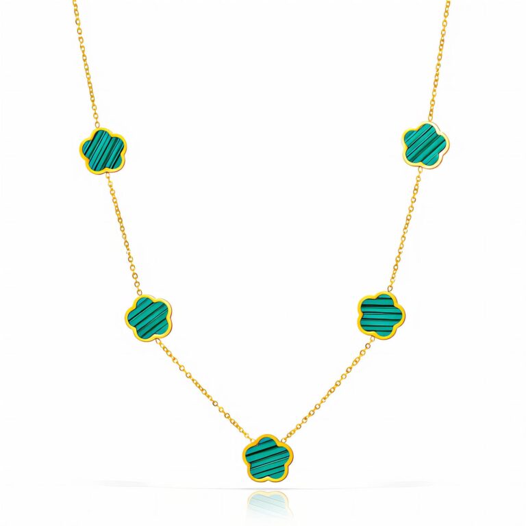 18K gold plated stainless steel flowers necklace with lobster claw closure
