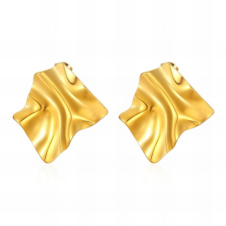 Close-up of 18K gold plated stainless steel stud earrings