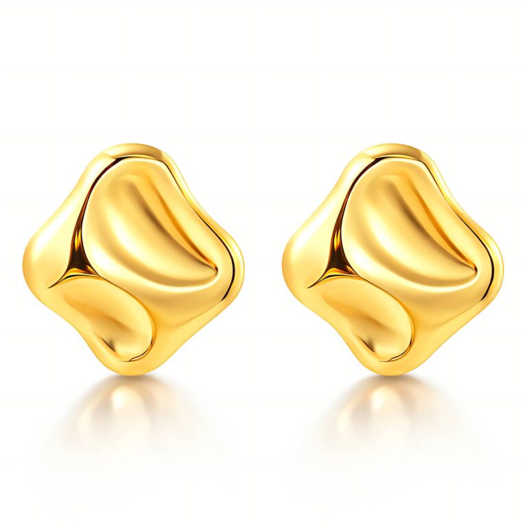 18K gold plated stainless steel stud earrings front view