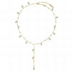 18K gold plated stainless steel necklace with pearl imitation pendant and rhinestones