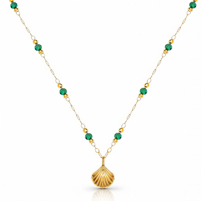 18K gold plated stainless steel necklace with rhinestone pendant