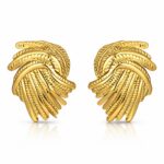 18K gold plated stainless steel stud earrings on white background