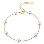 18K gold plated steel bracelet with rhinestones front view