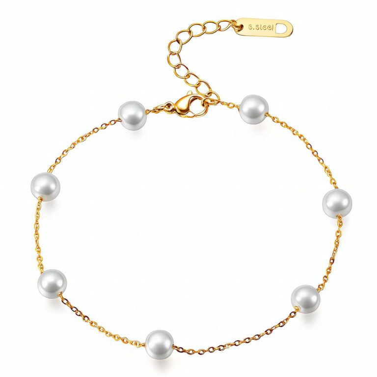 18K gold plated steel bracelet with rhinestones front view