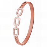 Stainless steel bracelet with cubic zirconia and enamel accents