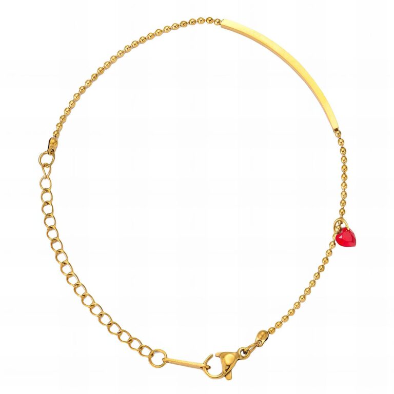 18K gold plated heart bracelet with cubic zirconia on wrist