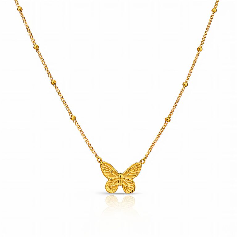 18K gold plated stainless steel butterfly necklace with lobster claw clasp