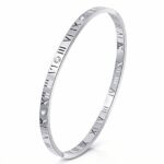 Close-up of stainless steel bracelet with cubic zirconia inserts
