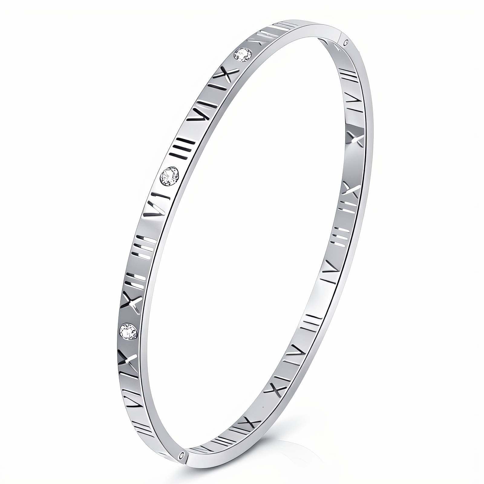 89647-0_new_114046 Close-up of stainless steel bracelet with cubic zirconia inserts