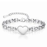Stainless steel heart bracelet front view