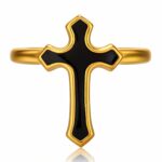 Adjustable crosses ring in 18K gold plated stainless steel front view