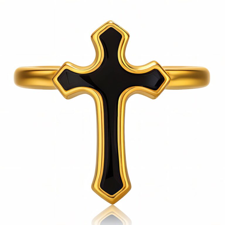 Adjustable crosses ring in 18K gold plated stainless steel front view