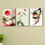 Set of 3 nature-themed sticky photo tile wall frames 8x11 inches