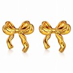 18K gold plated stainless steel stud earrings front view