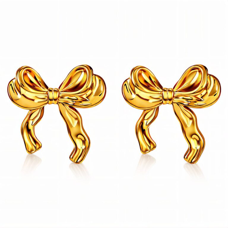 18K gold plated stainless steel stud earrings front view