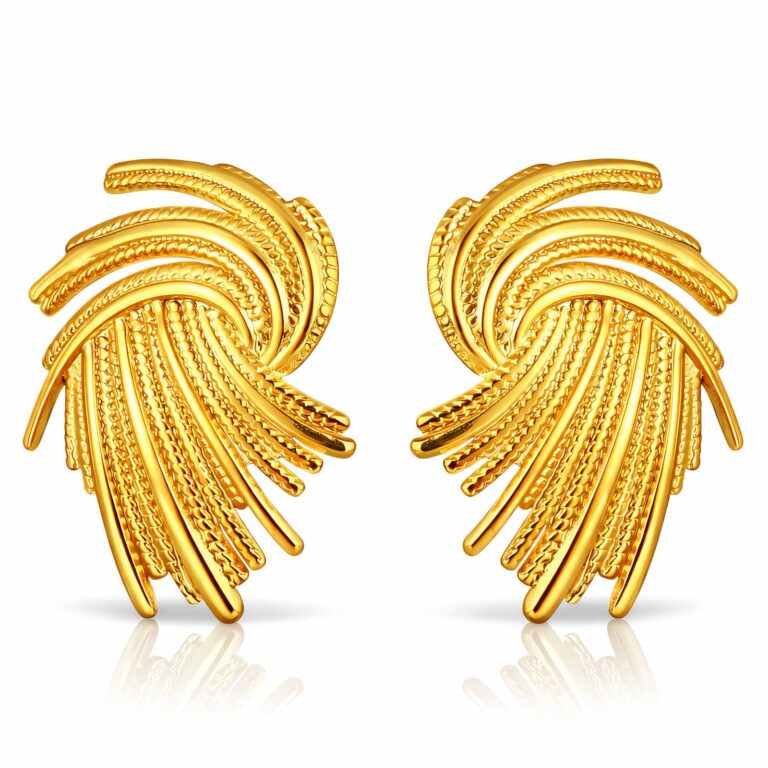 18K gold plated stainless steel stud earrings front view