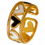 adjustable 18K gold plated hearts enamel ring front view